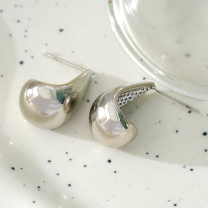 FORIA Or Blanc (ton Argent) : Boucles d'oreilles clou pendantes légères à l'aspect massif - Affirmez votre confiance