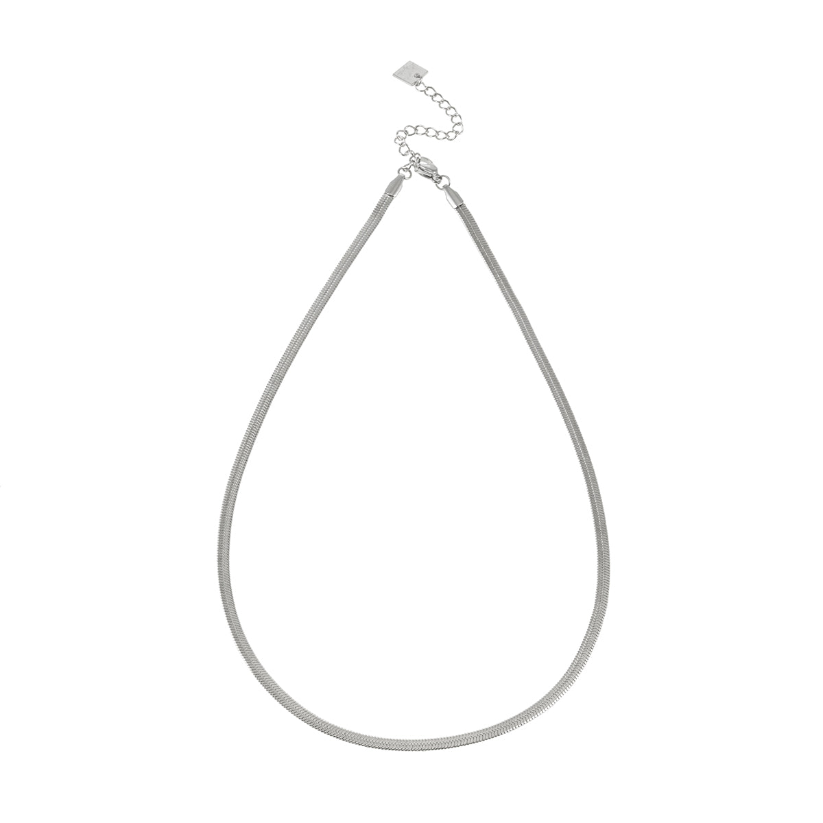 FRYDA Plaqué argent (or blanc) : Collier chaîne mi-large texturé peau de serpent