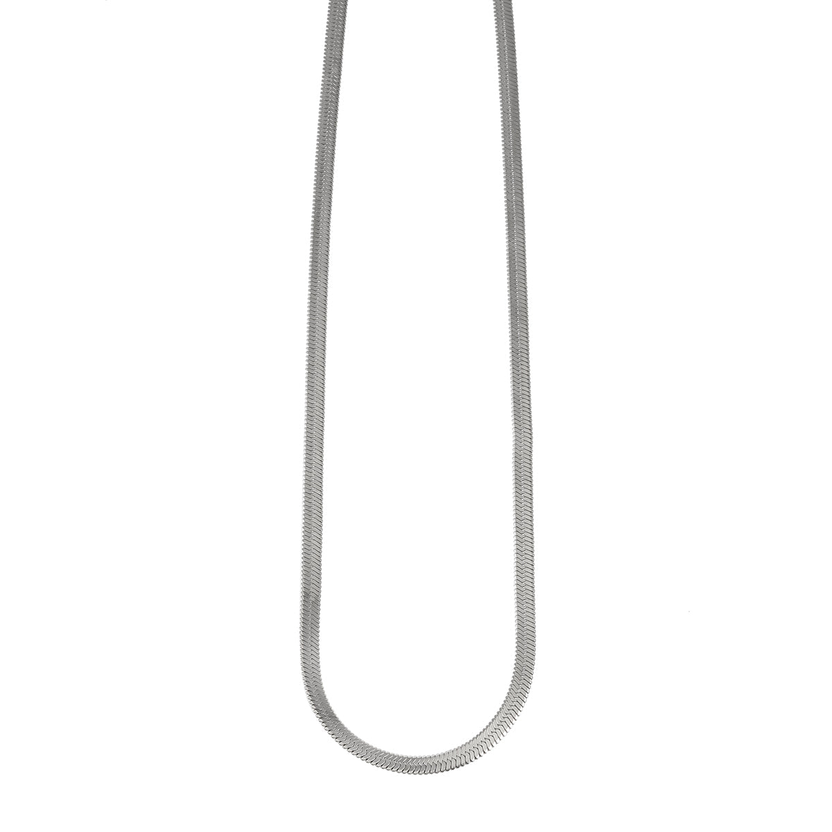 FRYDA Plaqué argent (or blanc) : Collier chaîne mi-large texturé peau de serpent