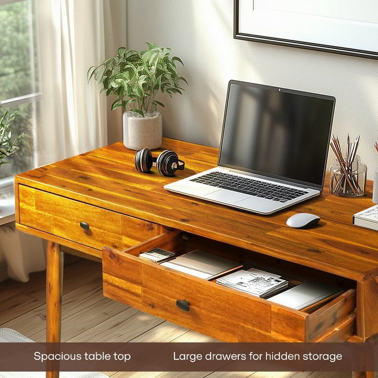 Bureau de travail en bois massif 48" Lagom avec tiroirs