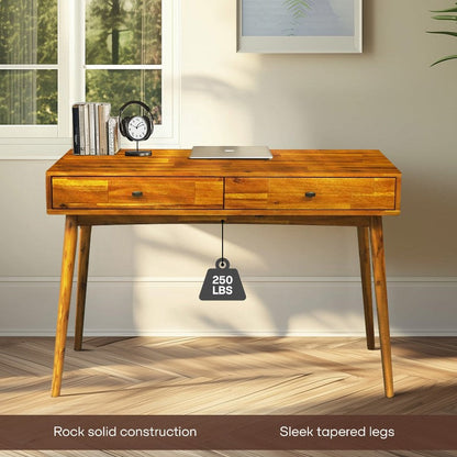 Bureau de travail en bois massif 48" Lagom avec tiroirs