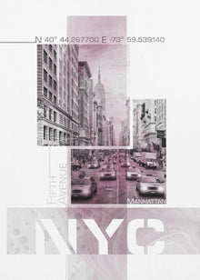 Art mural Affiche Art NYC Cinquième Avenue Circulation | marbre rose