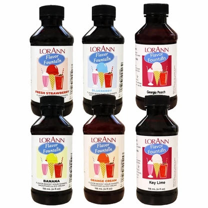 Flavor Fountain Fruit Variety Pack - 6 x 4 oz Flavour Pack - Ice Cream and Beverage Flavors - LorAnn Oils - Canadian Distribution - Ships Free Within Canada on Orders Above CAD $199