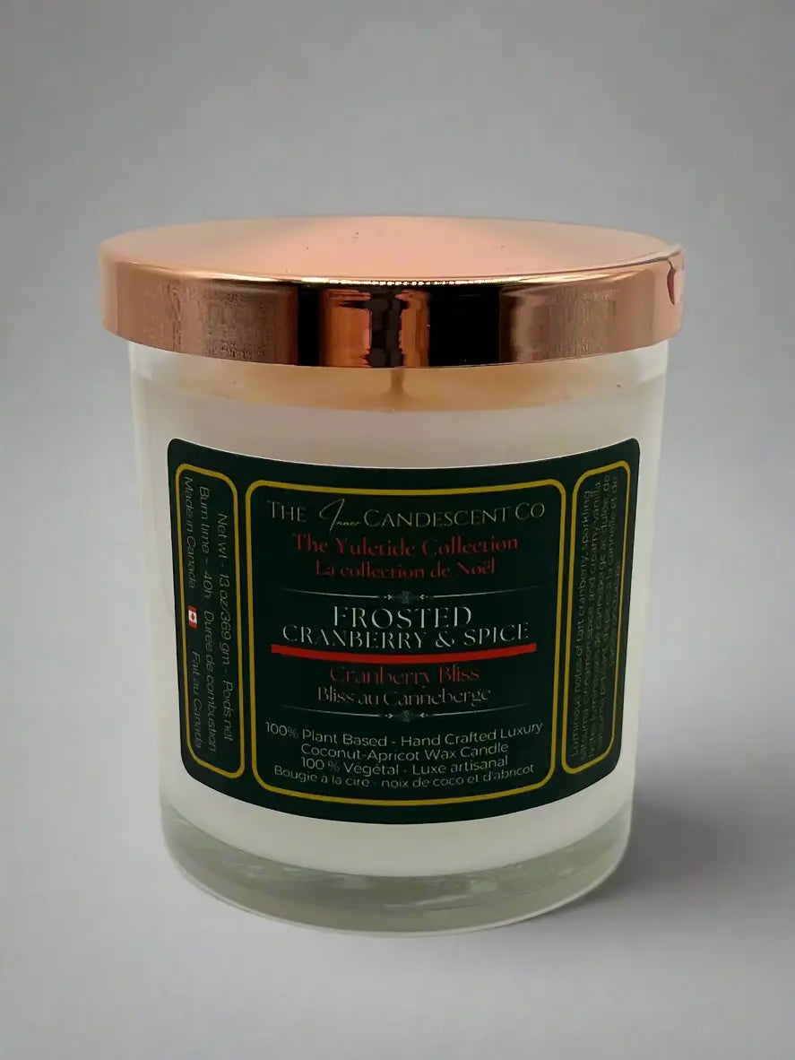 FROSTED CRANBERRY &amp; SPICE | Festive cranberry Christmas luxury coconut apricot wax candle