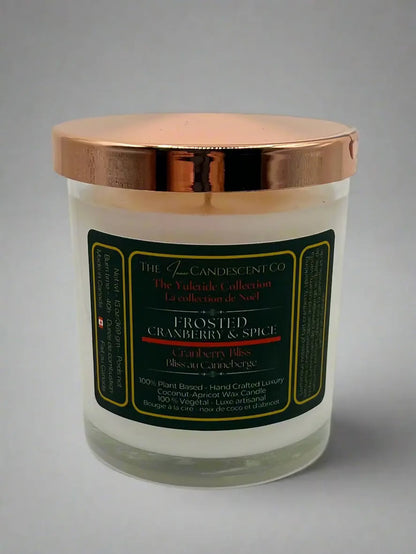 FROSTED CRANBERRY &amp; SPICE | Festive cranberry Christmas luxury coconut apricot wax candle