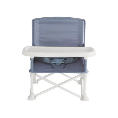 Chaise portable pour bébé | Chaise de camping avec tablette amovible (grise)