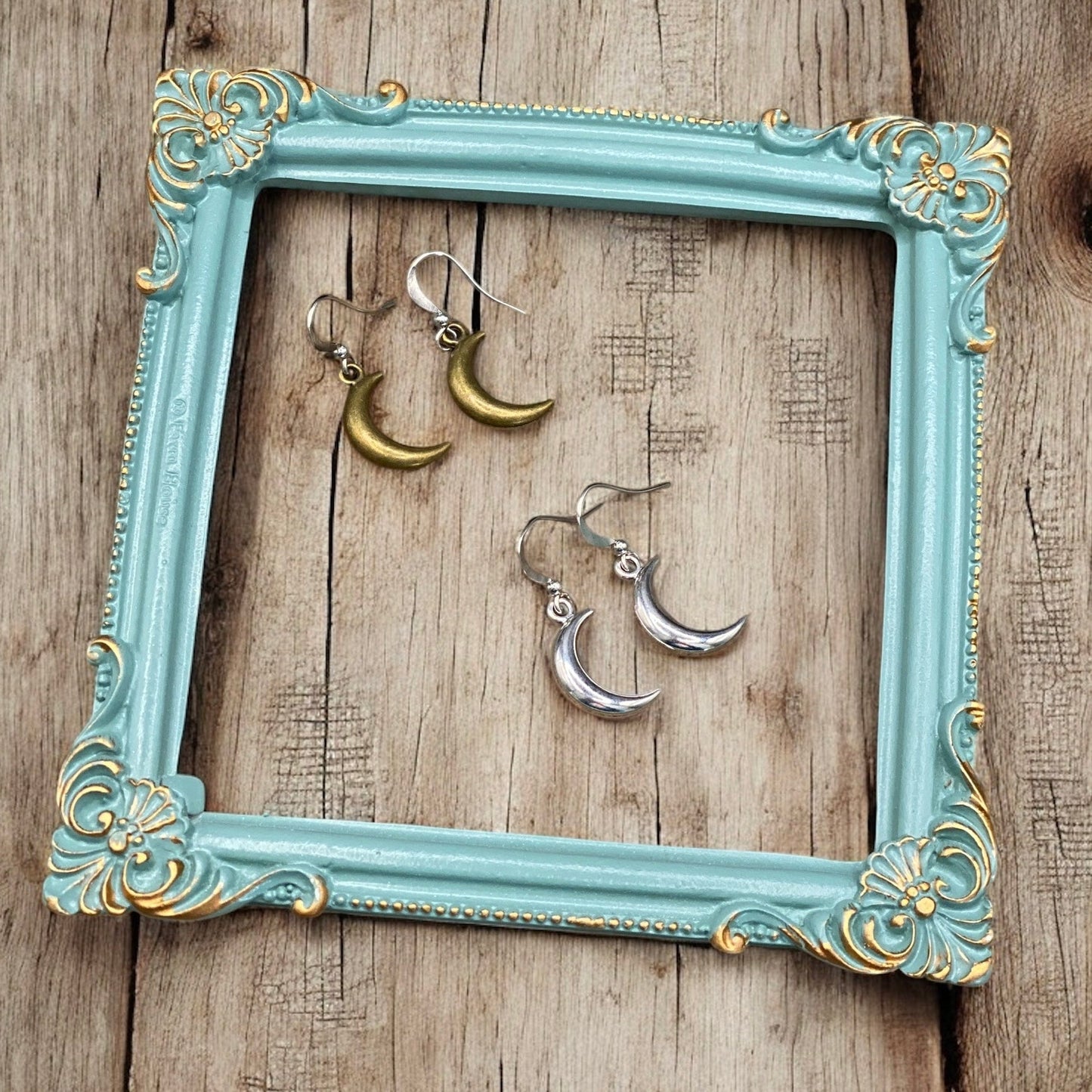 Boucles d'oreilles Lune Bulle - Forme Croissant 3D, Hypoallergéniques, Sans nickel