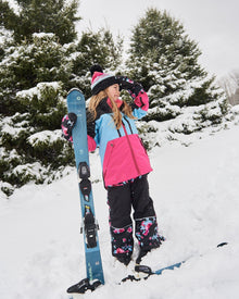Combinaison de ski deux pièces TEKNIK Colourblock Noir Imprimé roses