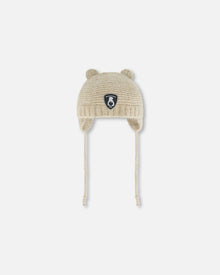 Knit Hat With Ears Beige
