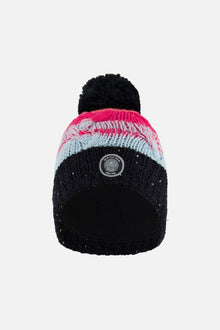 Bonnet tricoté dégradé bleu, corail et fuchsia