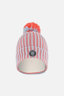 Bonnet Tricot Bleu Ciel et Corail