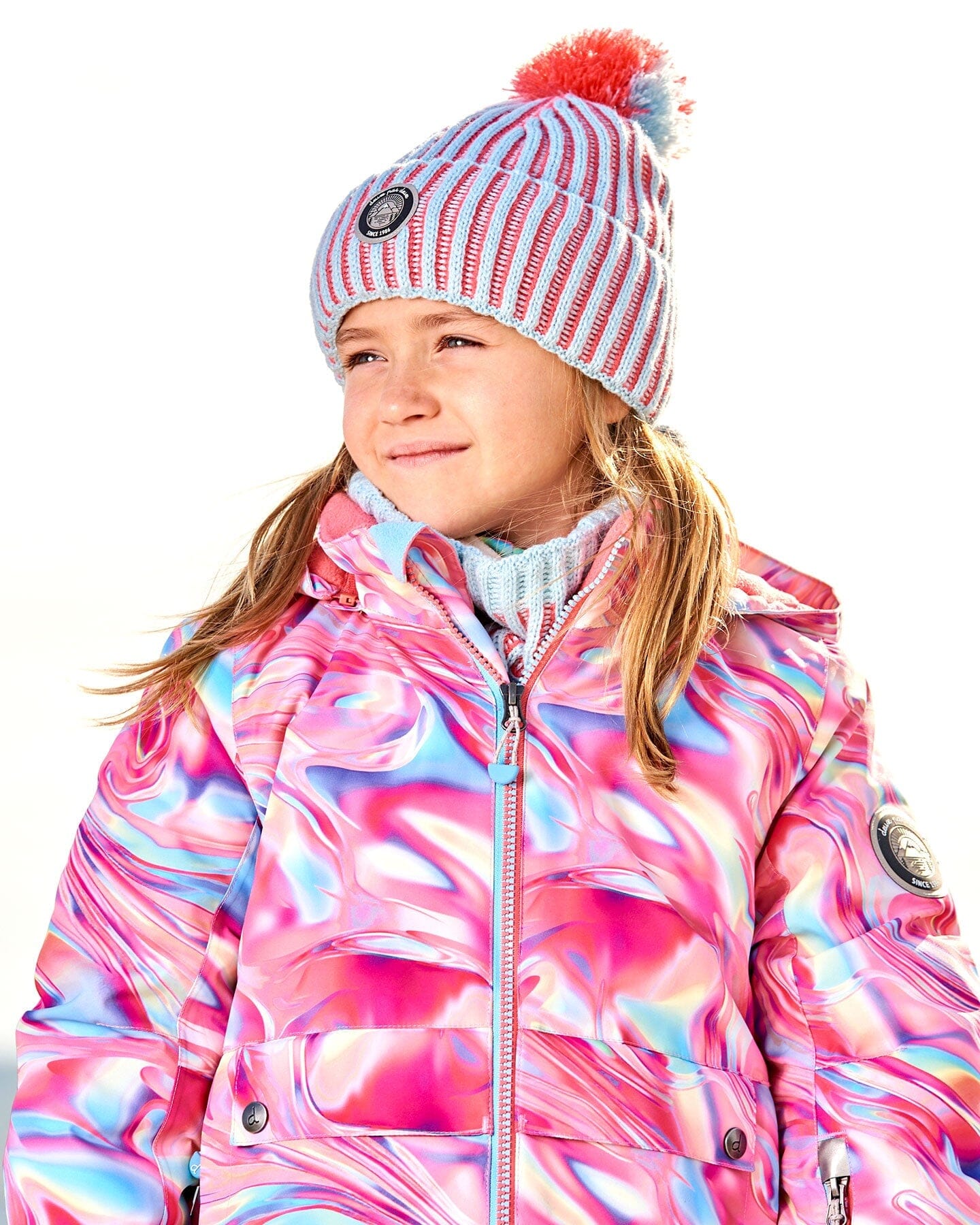 Bonnet Tricot Bleu Ciel et Corail