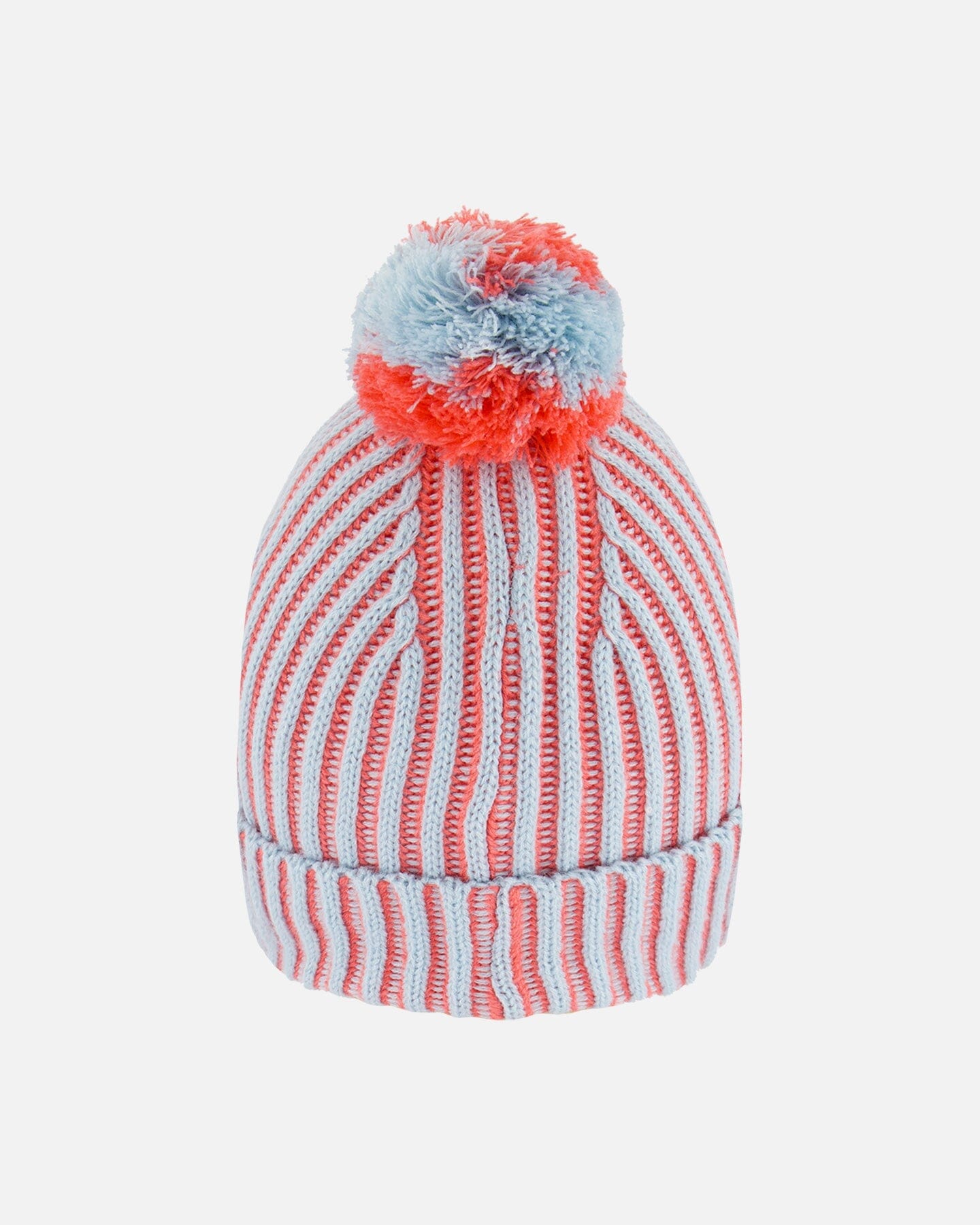 Bonnet Tricot Bleu Ciel et Corail