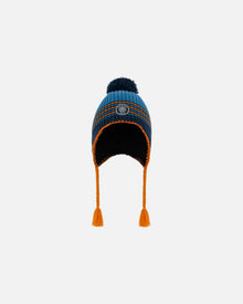 Bonnet péruvien tricoté bleu et orange