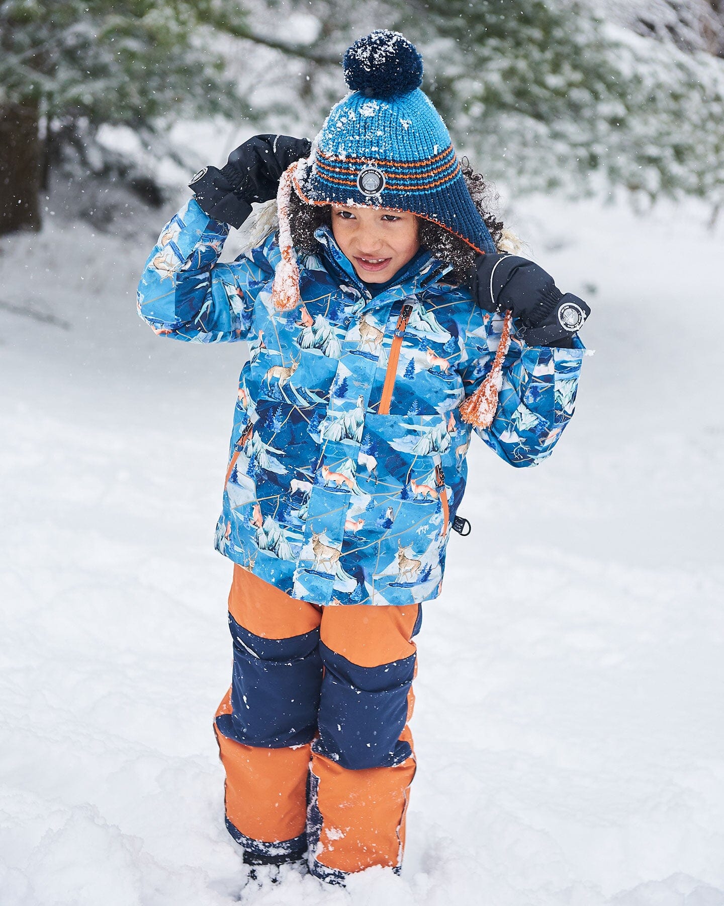 Bonnet péruvien tricoté bleu et orange