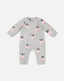Knitted Jacquard Jumpsuit Gray With Apples