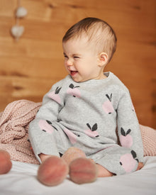 Knitted Jacquard Jumpsuit Gray With Apples