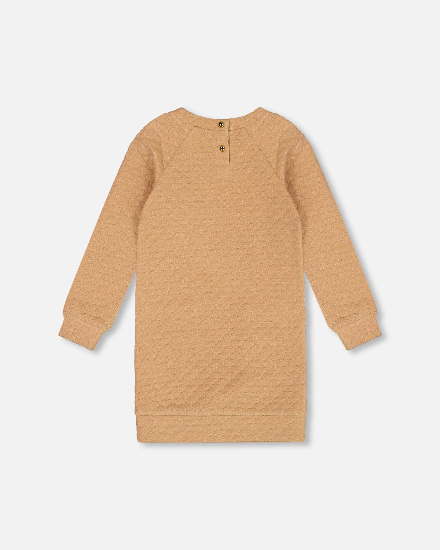 Long Sleeve Shiny Quilted Dress With Pocket Golden Brown