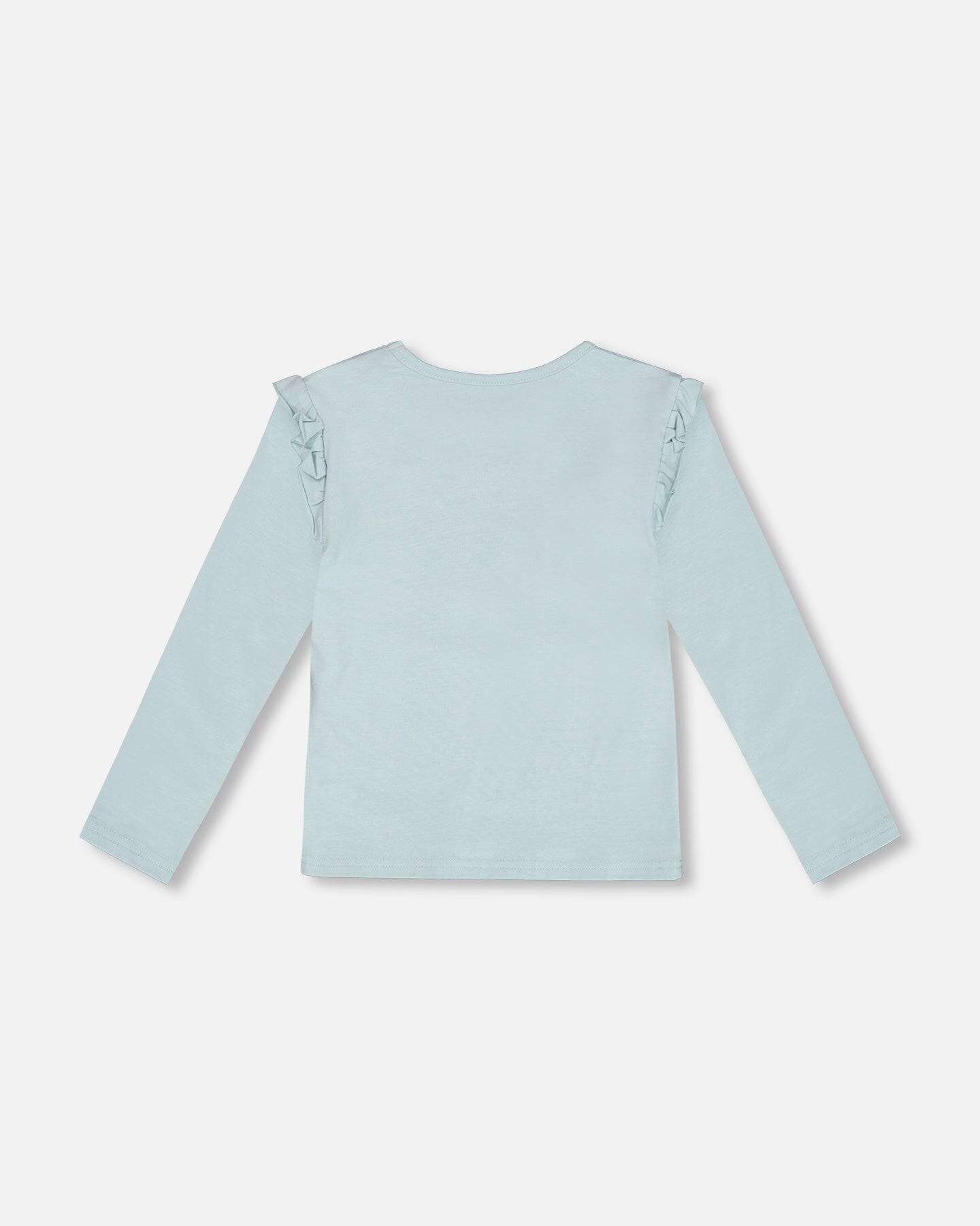 T-shirt en coton bio avec volant bleu clair