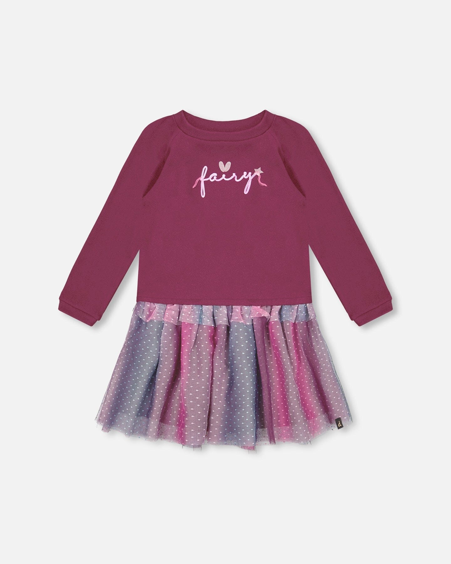 Robe bi-matière avec jupe en tulle bordeaux