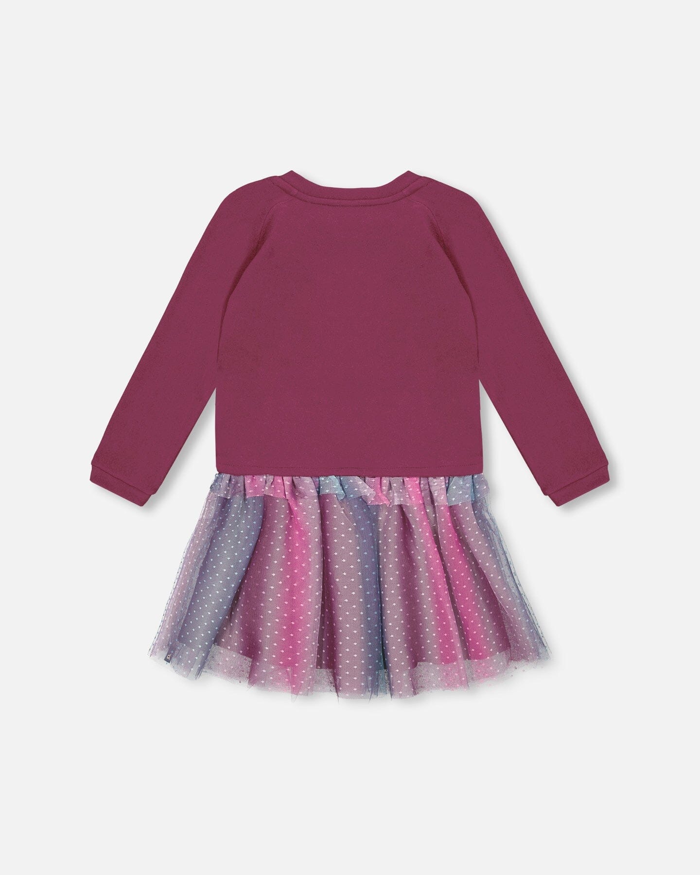 Robe bi-matière avec jupe en tulle bordeaux