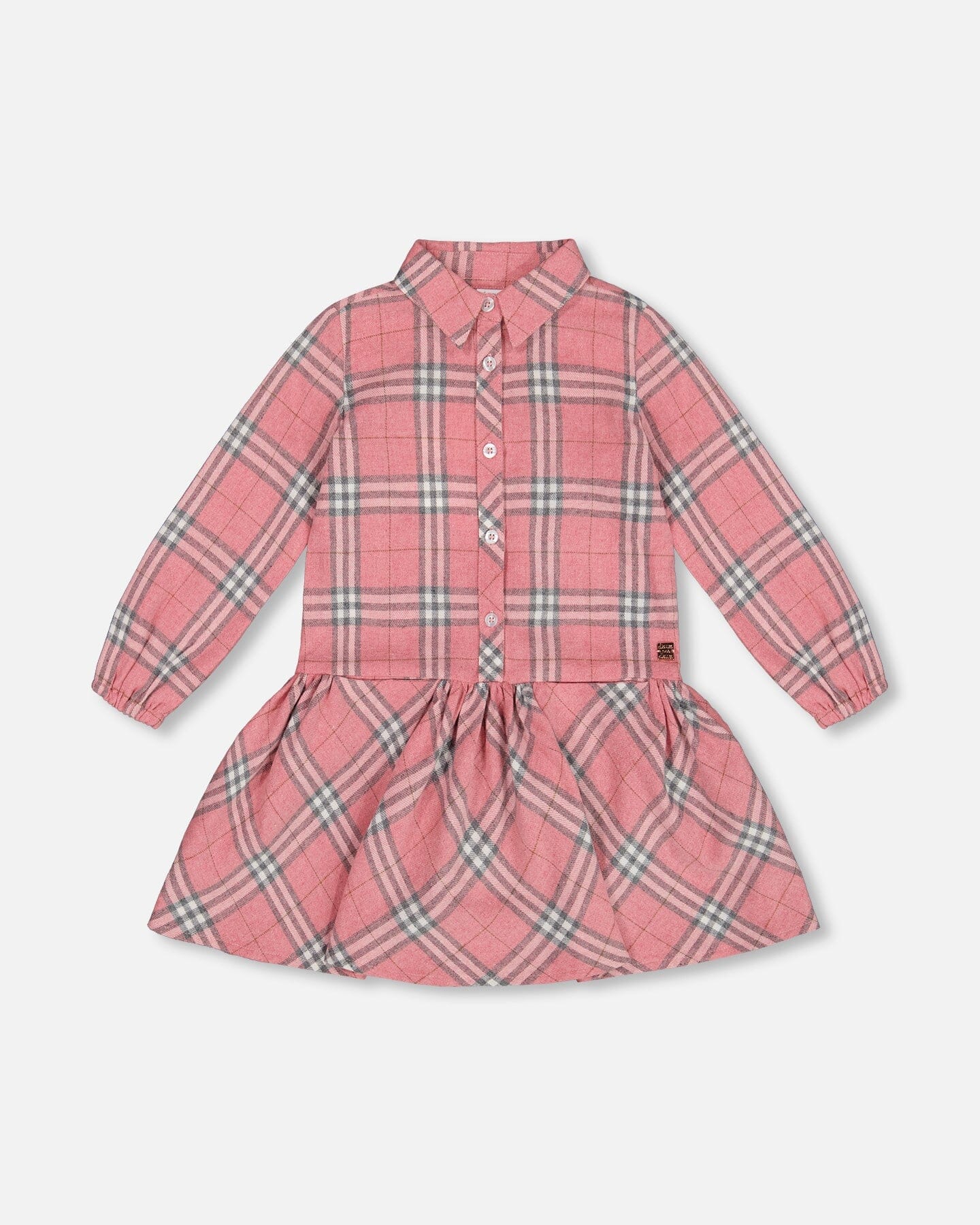 Robe Chemise En Flanelle À Volants Carreaux Roses