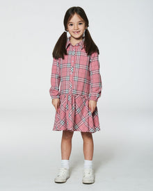 Robe Chemise En Flanelle À Volants Carreaux Roses