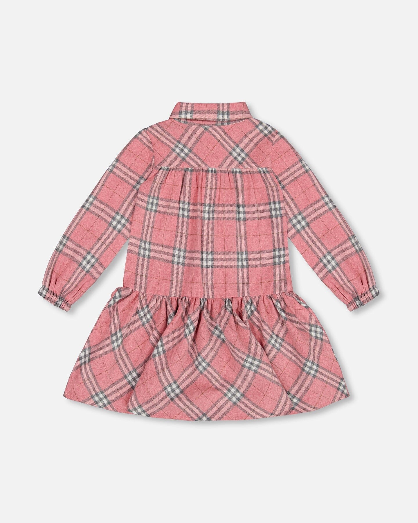 Robe Chemise En Flanelle À Volants Carreaux Roses