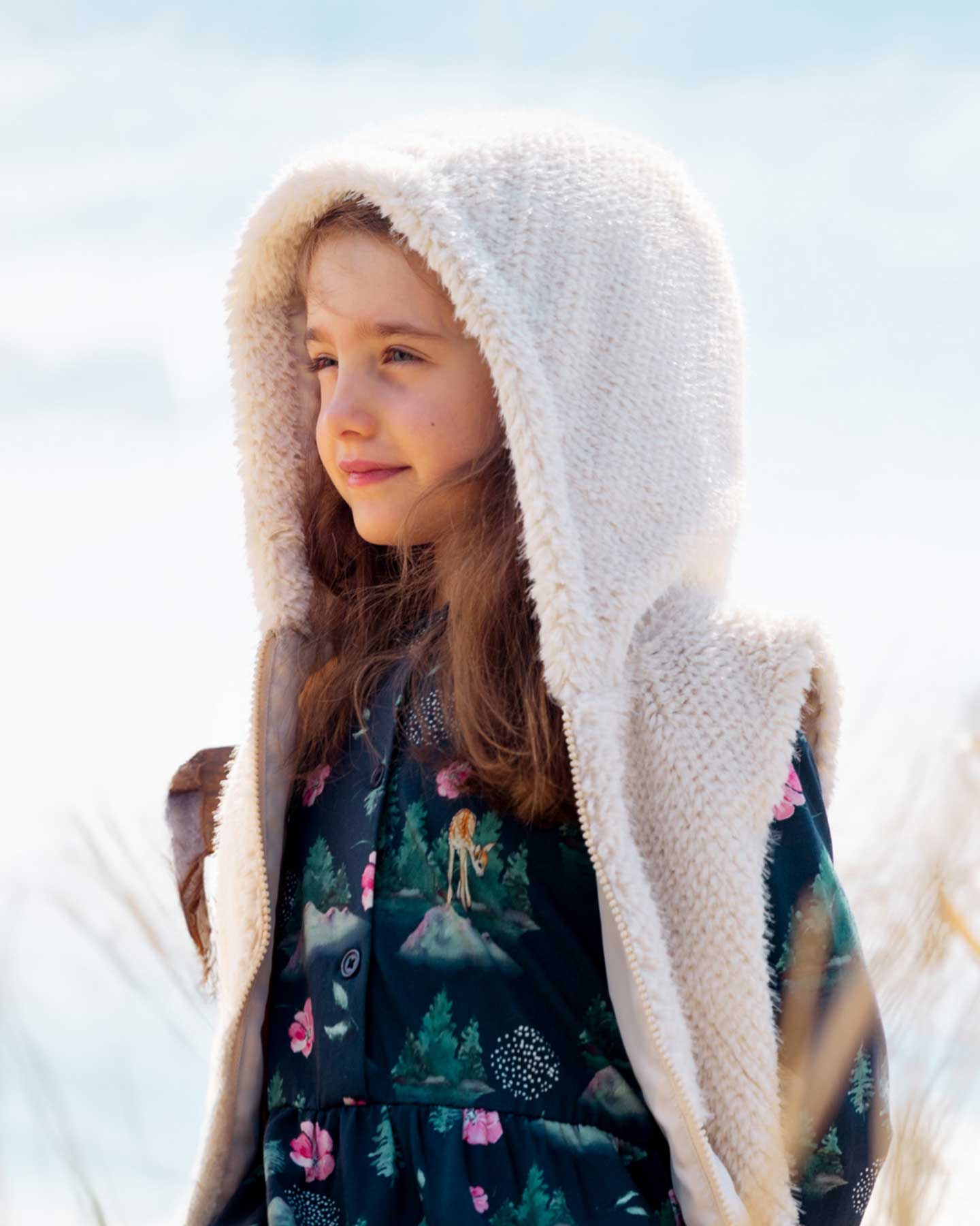 Hooded Vest With Pocket Beige