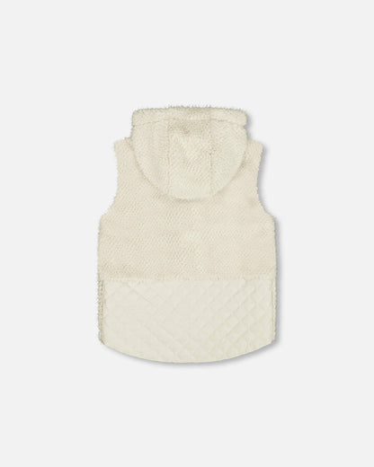 Hooded Vest With Pocket Beige