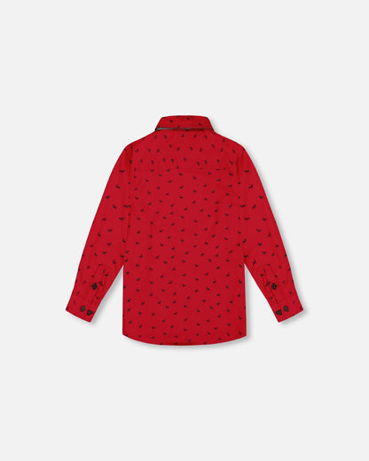 Chemise imprimée Popeline Renne avec nœud papillon Rouge