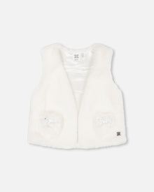 Gilet en fausse fourrure blanc cassé