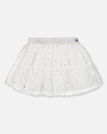 Jupe en tulle scintillante blanc cassé