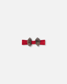 Headband With Glittering Tulle Bow Red Plaid