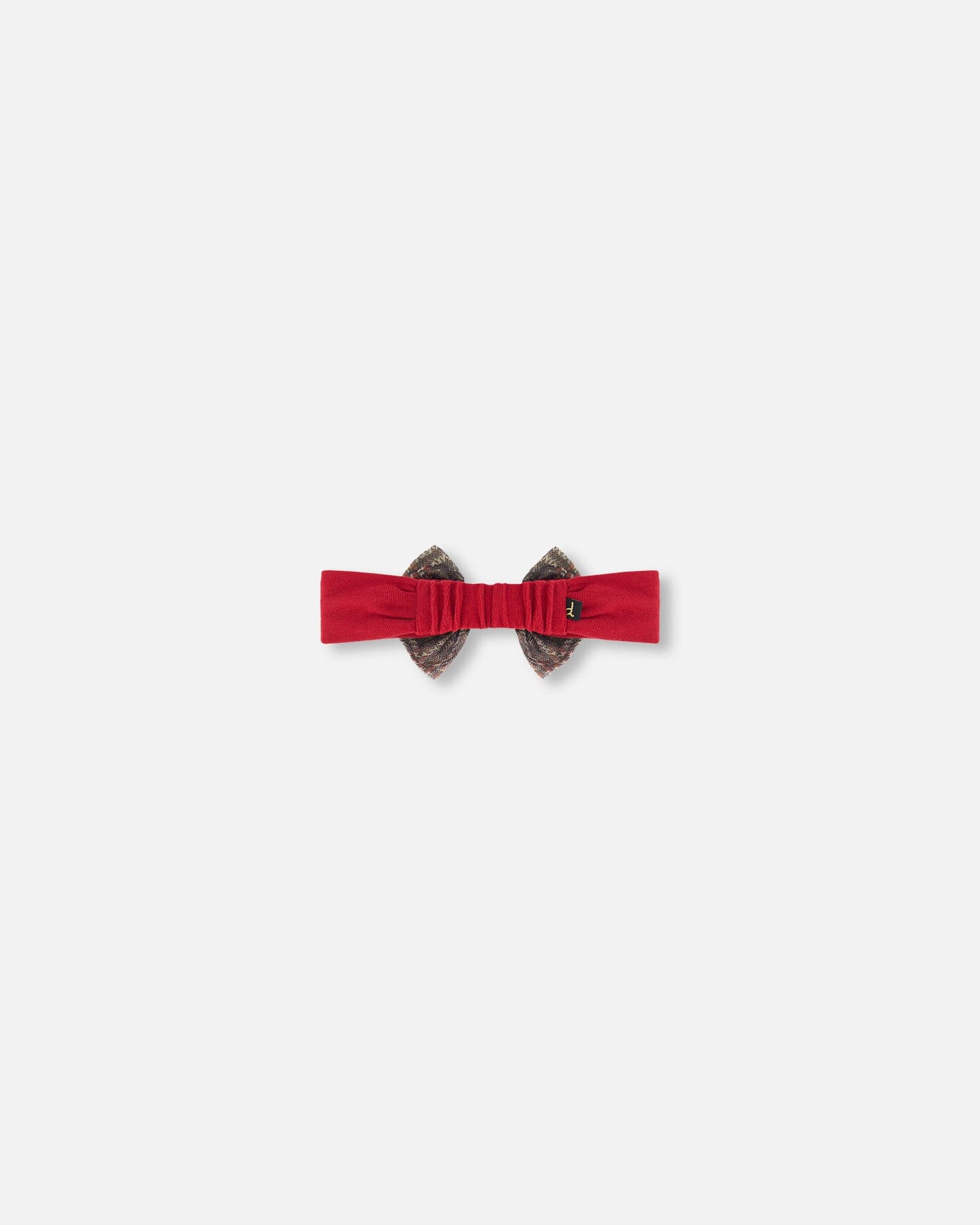Headband With Glittering Tulle Bow Red Plaid