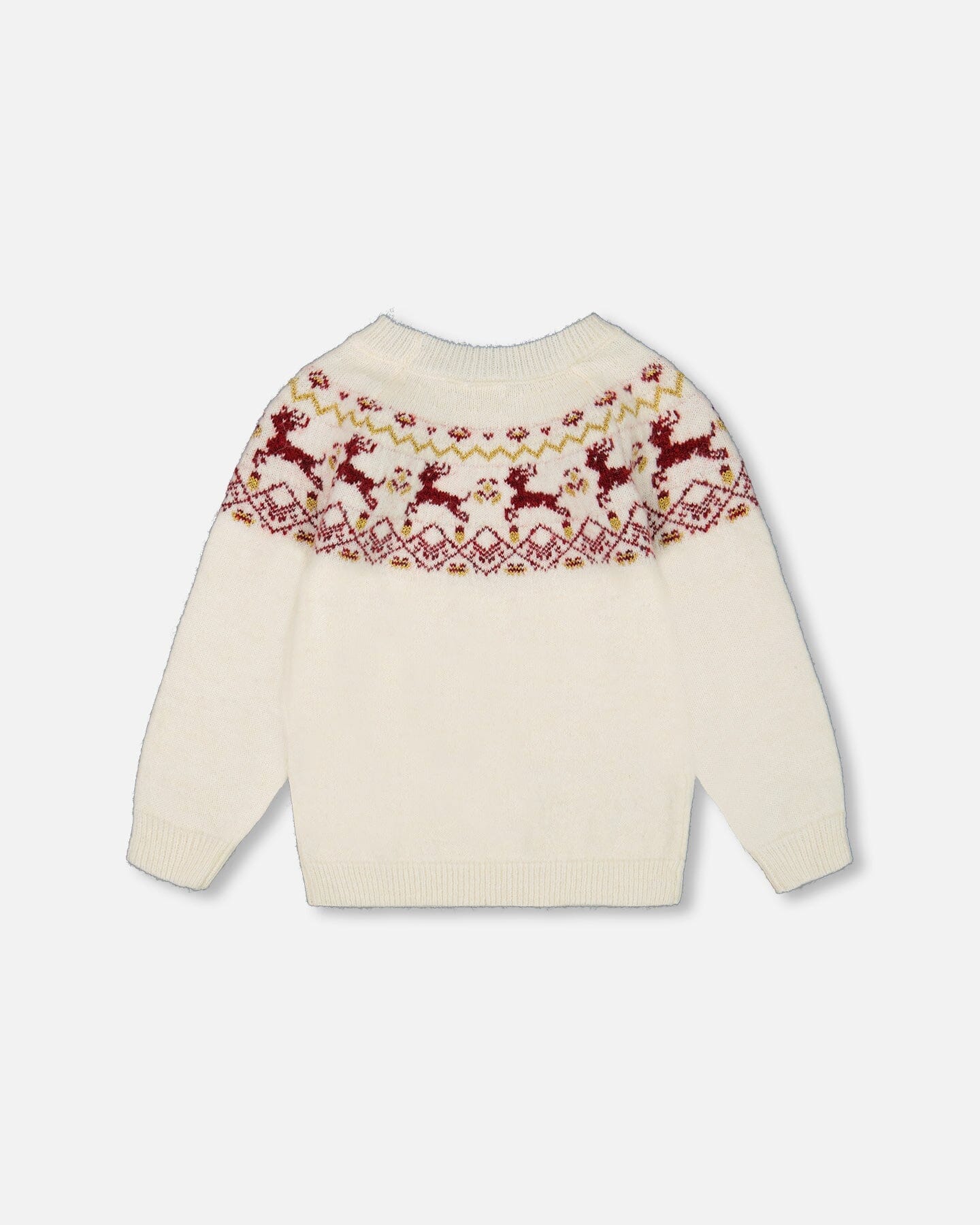 Pull Intarsia Noël Écru Et Rouge