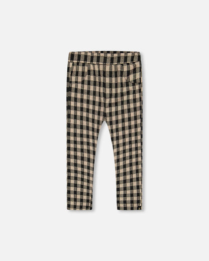 Treggings Plaid Black And Beige