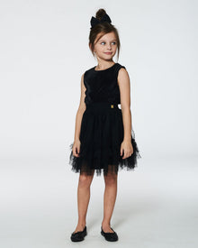 Robe sans manches avec jupe en tulle noire