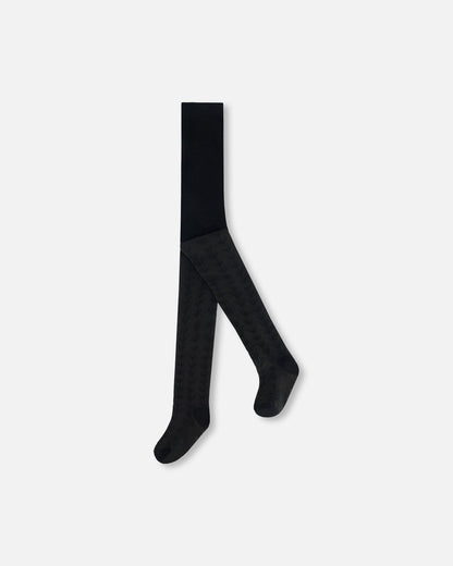 Collant Jacquard Ton sur Ton Noir