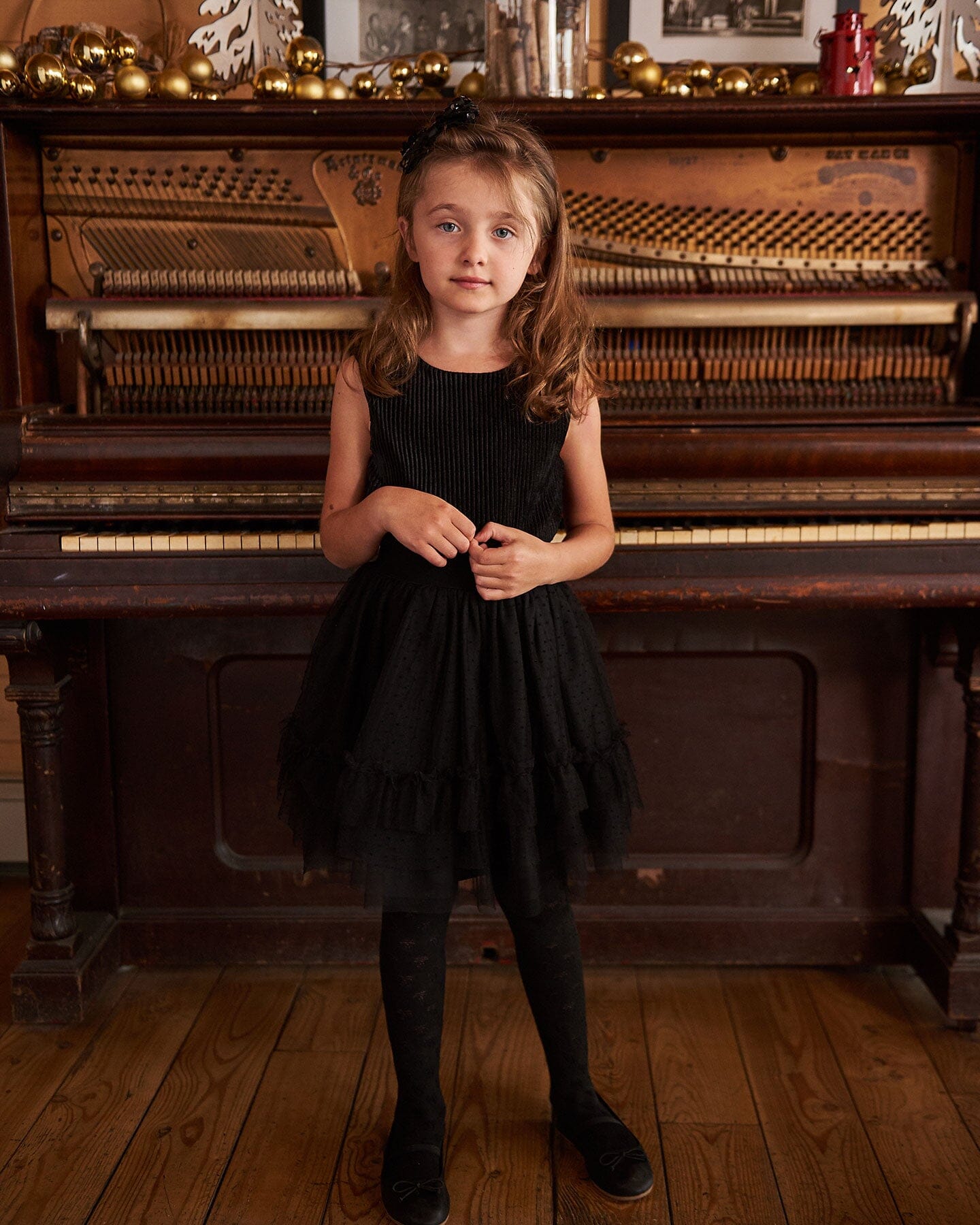 Collant Jacquard Ton sur Ton Noir