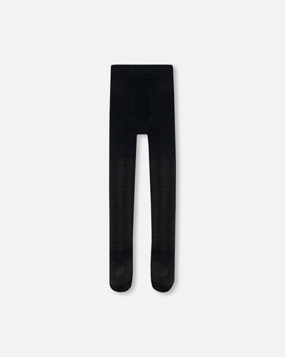 Collant Jacquard Ton sur Ton Noir