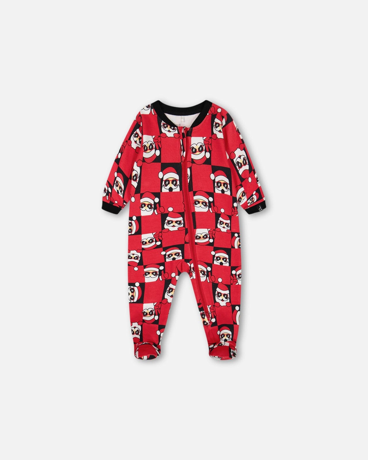 Pyjama une pièce en coton biologique rouge imprimé Père Noël
