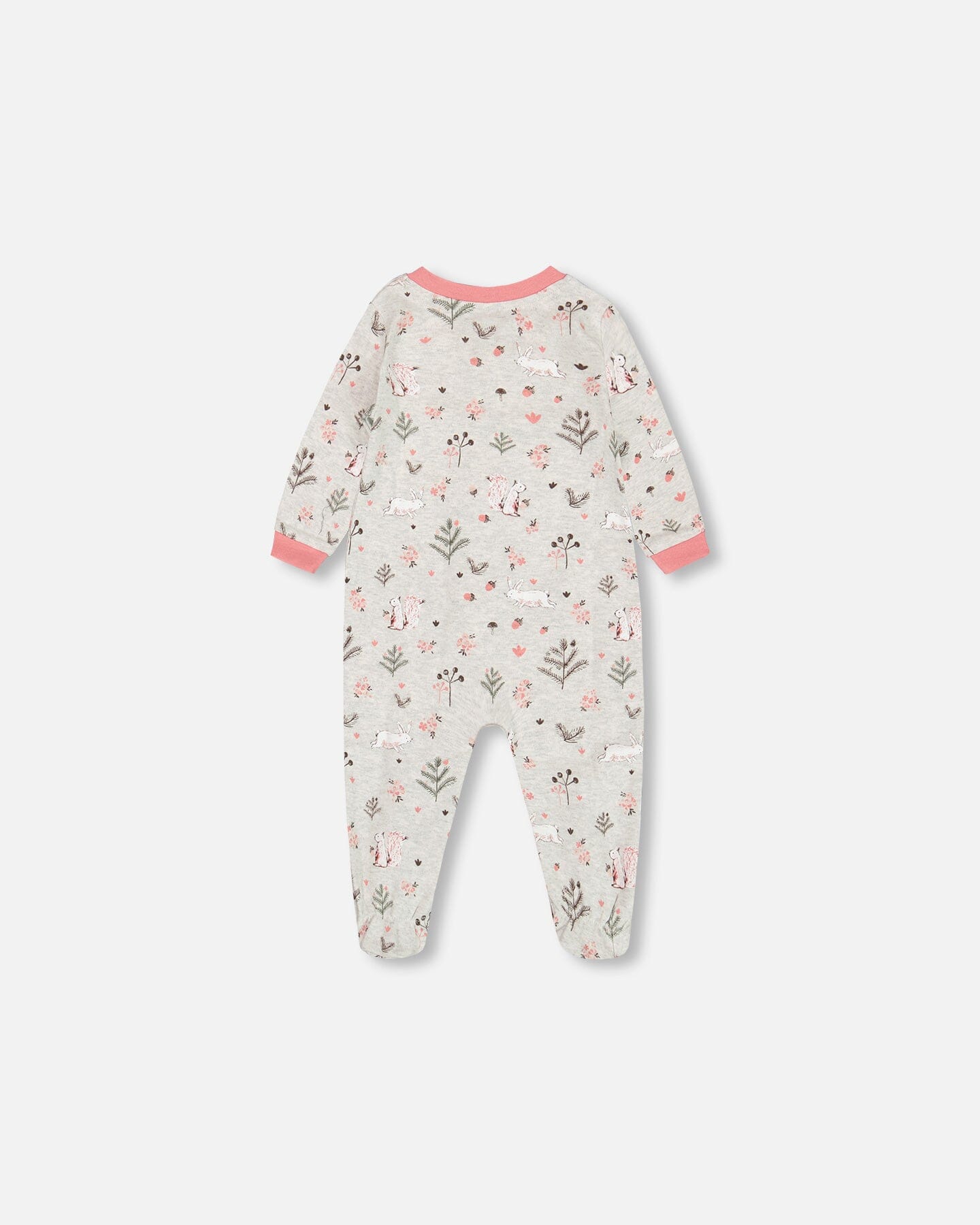 Grenouillère en coton biologique imprimé écureuil, mélange de beige