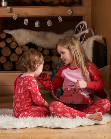 Pyjama une pièce en coton biologique, motif sapin de Noël rouge