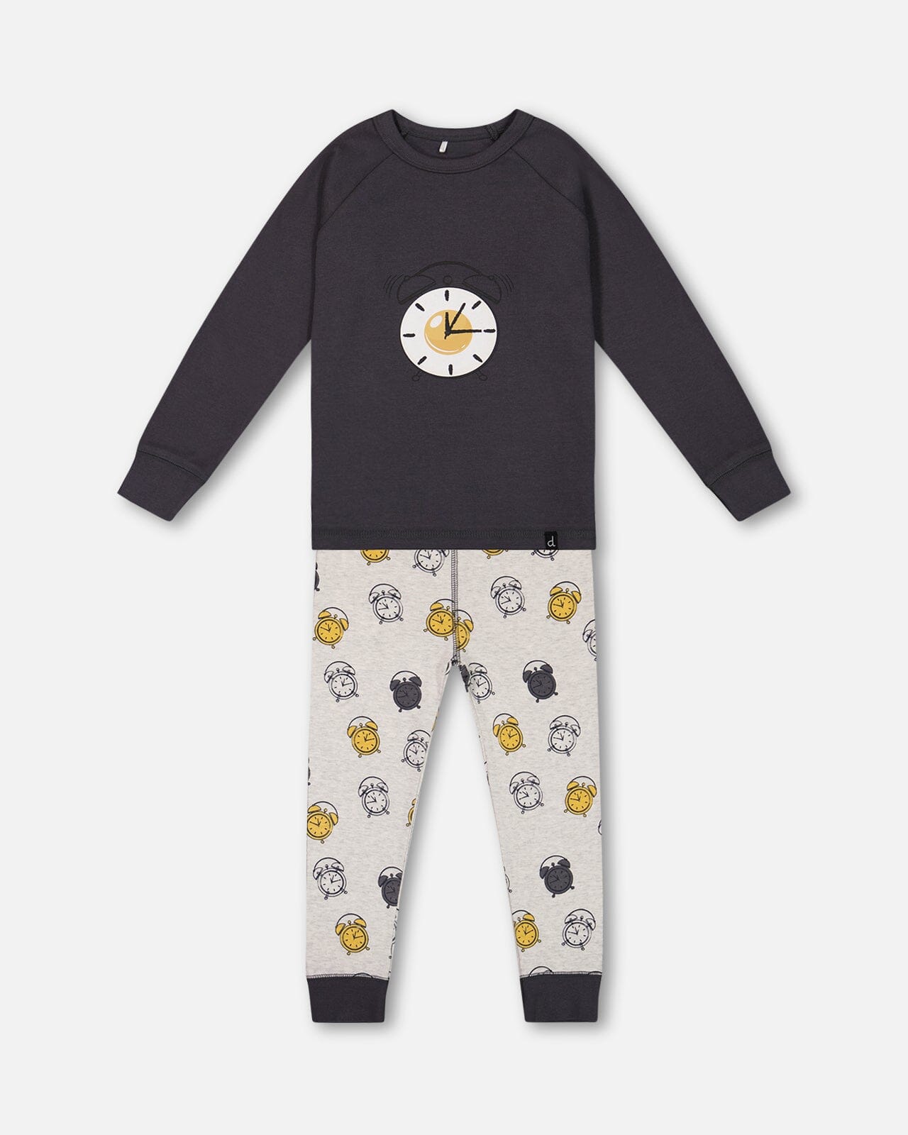 Pyjama deux pièces en coton biologique imprimé œuf-à-la-coque gris