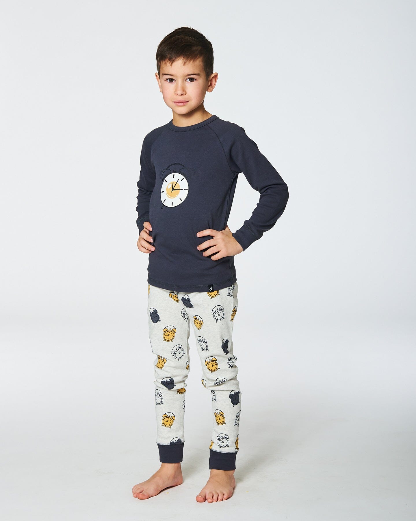 Pyjama deux pièces en coton biologique imprimé œuf-à-la-coque gris