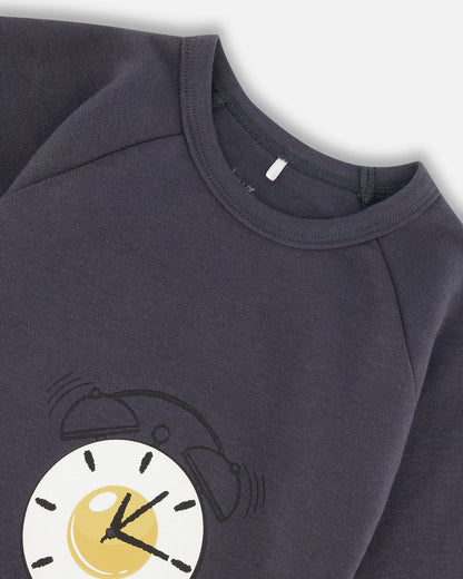 Pyjama deux pièces en coton biologique imprimé œuf-à-la-coque gris