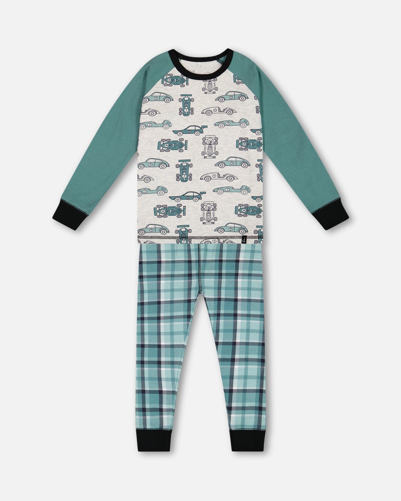 Pyjama deux pièces en coton biologique Motif voitures vertes