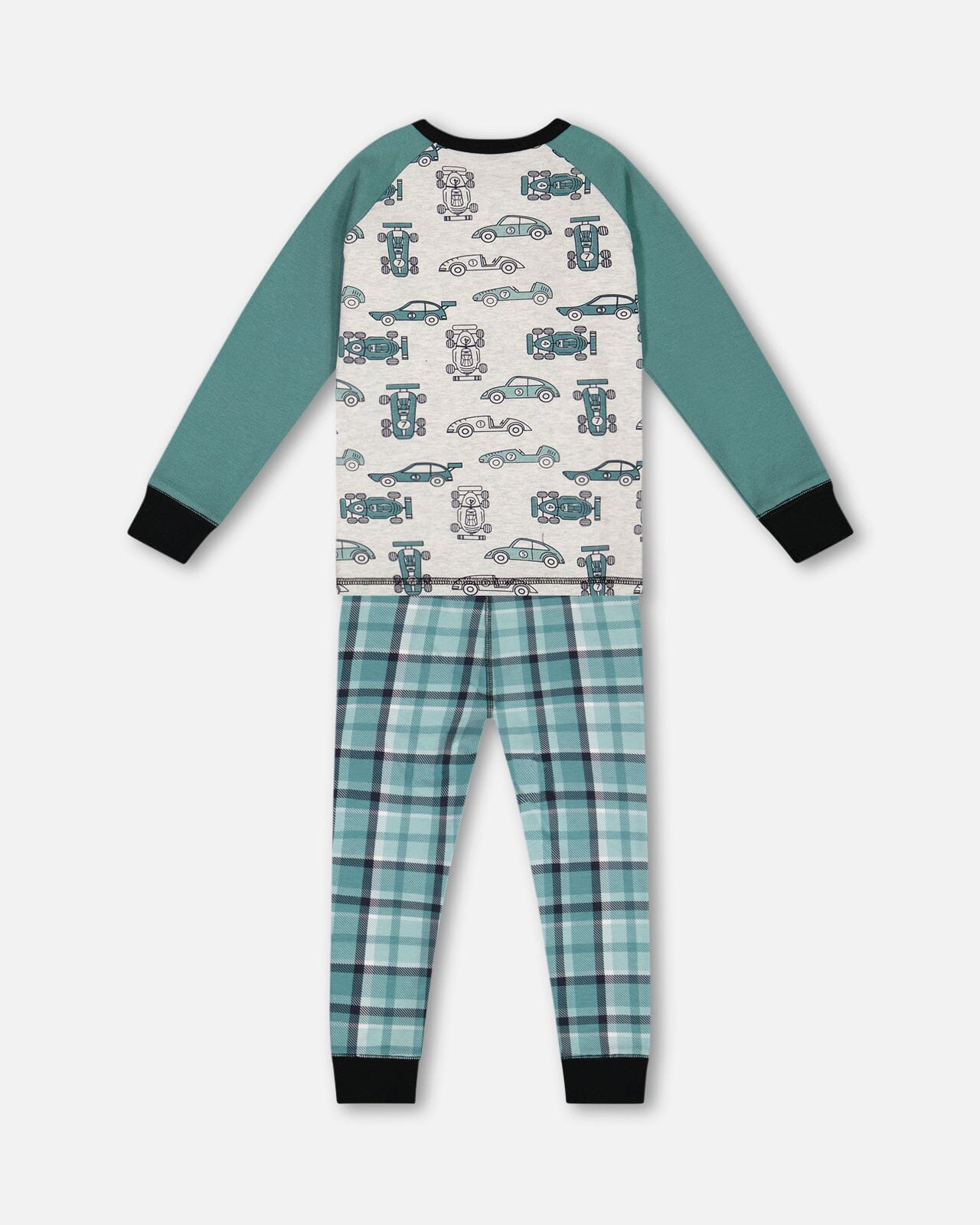 Pyjama deux pièces en coton biologique Motif voitures vertes