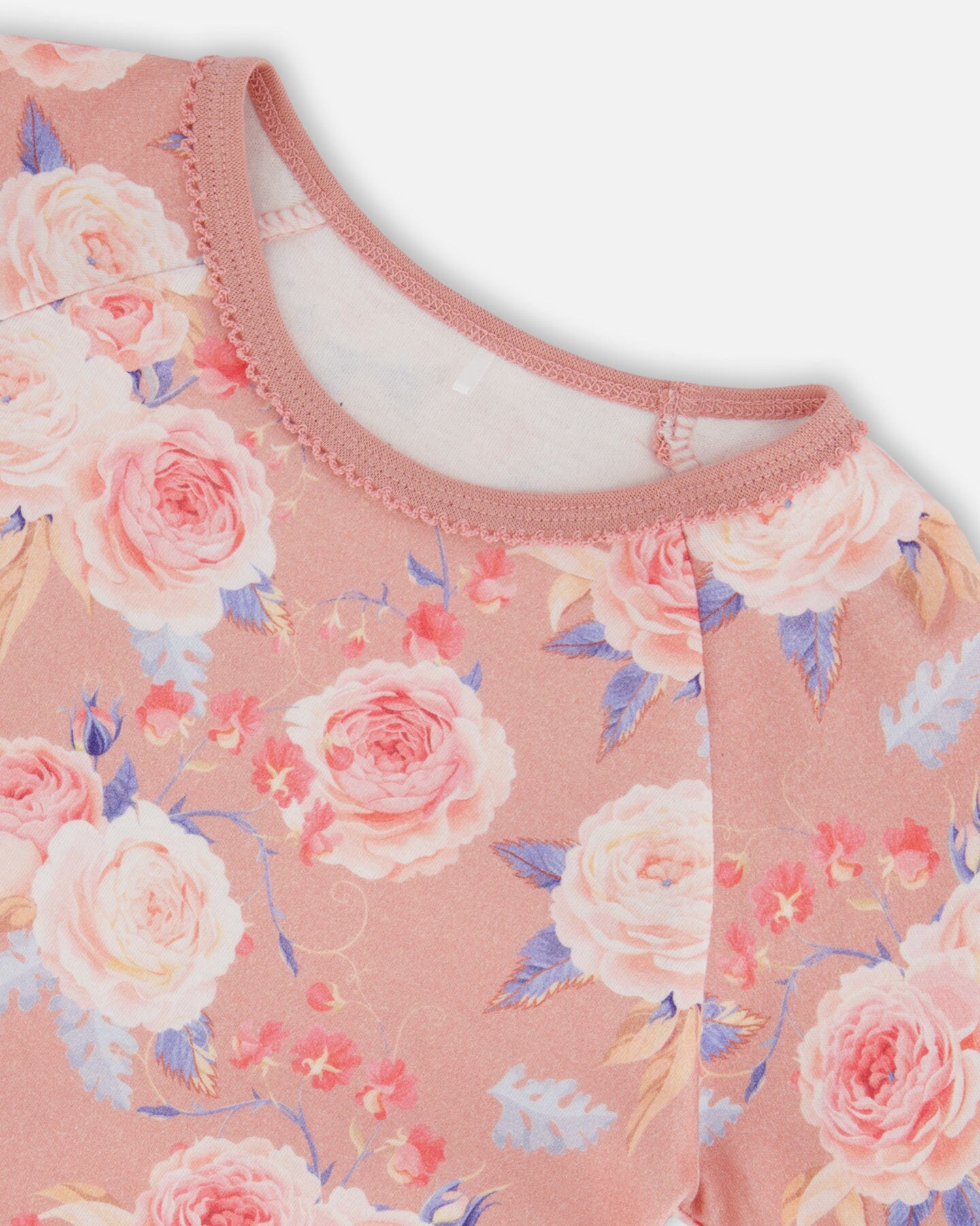 Pyjama deux pièces en coton biologique Vieux rose Imprimé roses